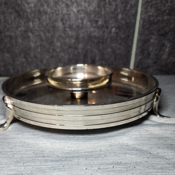 Silver Pillar/Taper Candle Holder Potpourri, Sand, Pebbles, Footed 8" x 3" Heavy - Picture 4 of 12